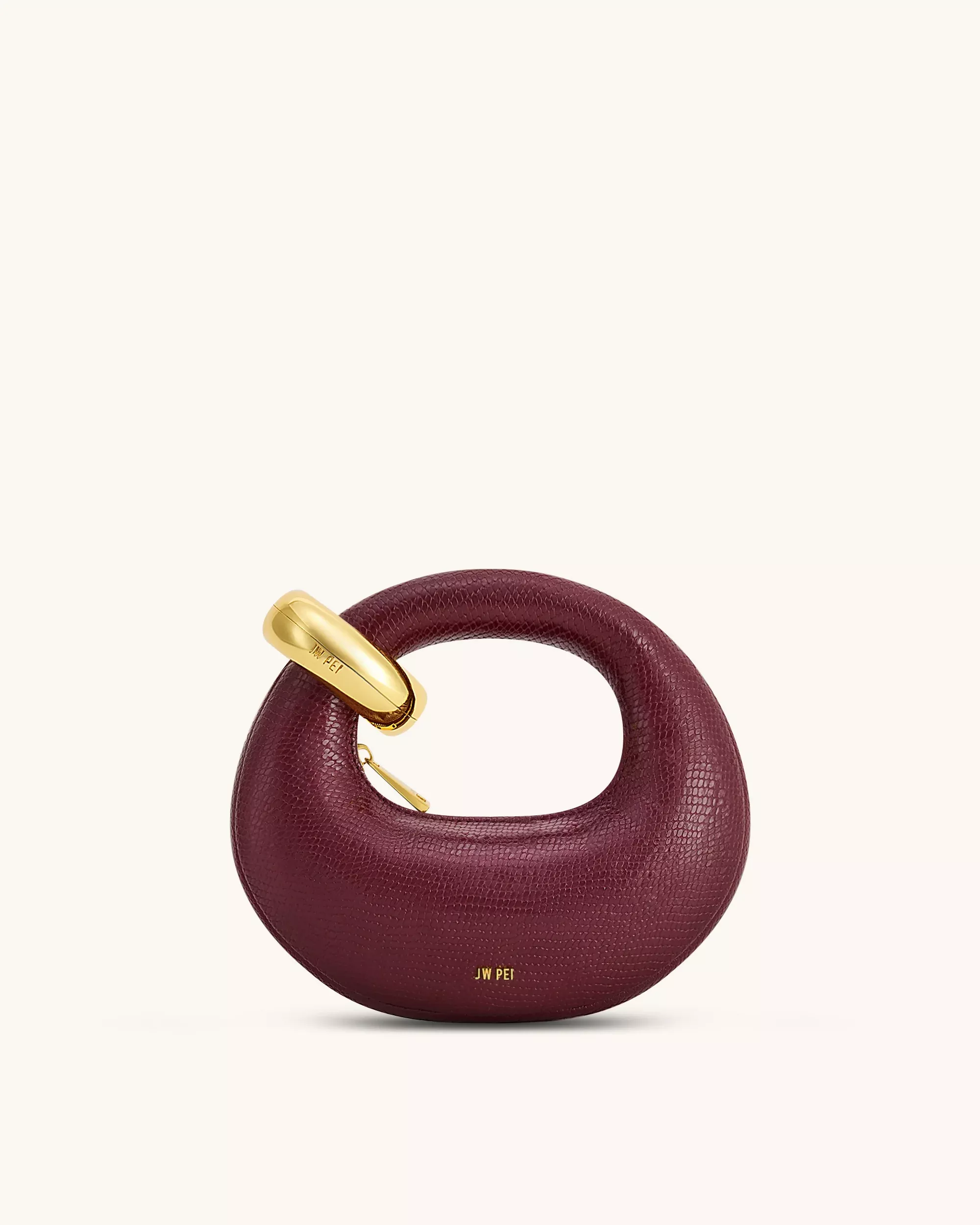 Abacus Faux Snake-Effect Mini Top Handle Bag - Burgundy