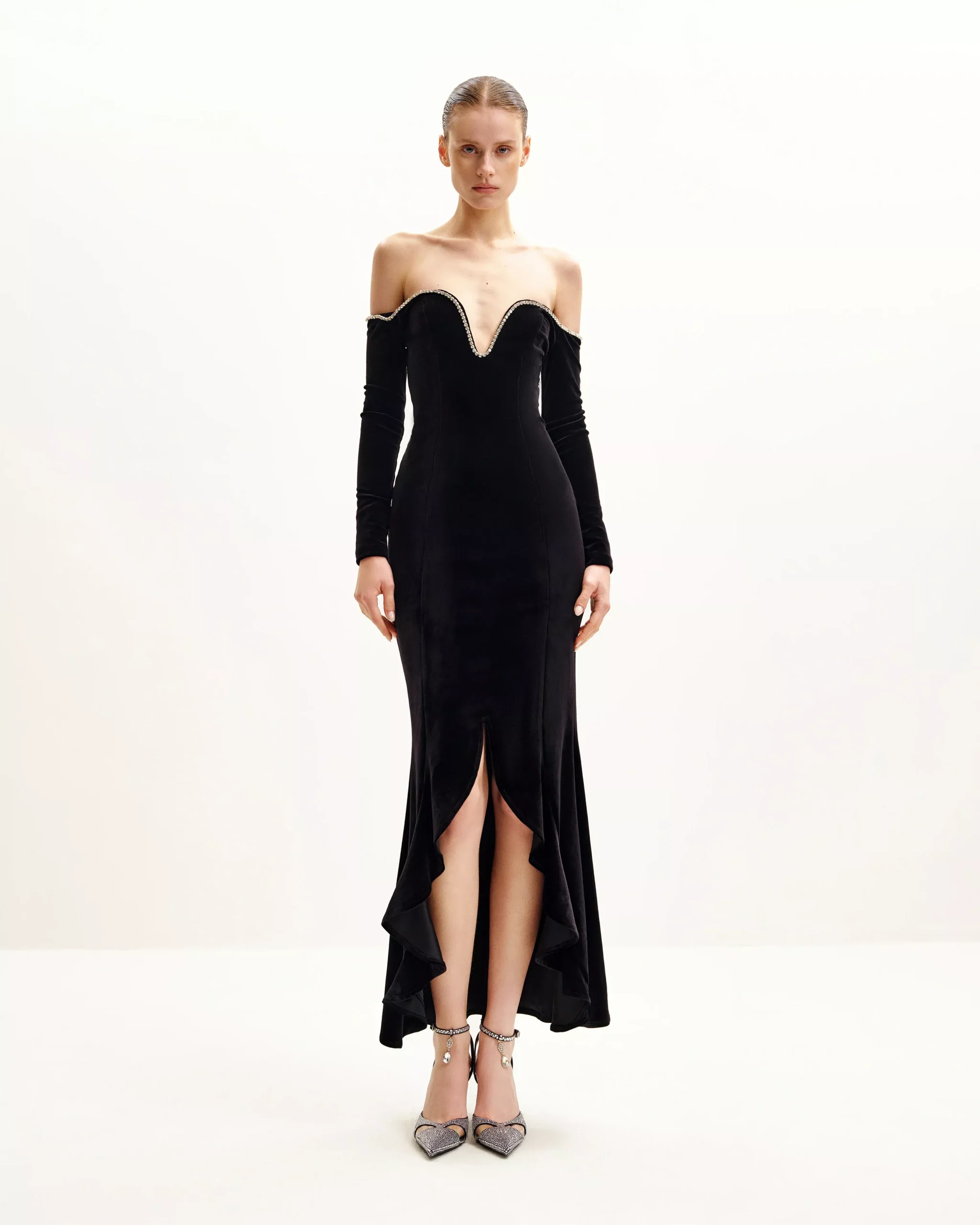 Allison Off-Shoulder Evening Gown - Black