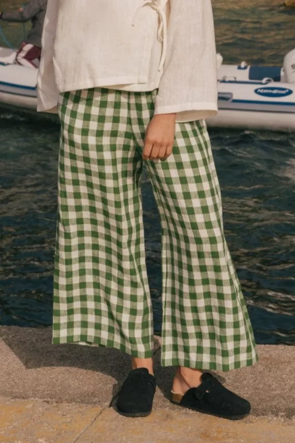 AmourLinen Pants Tokyo Green Gingham