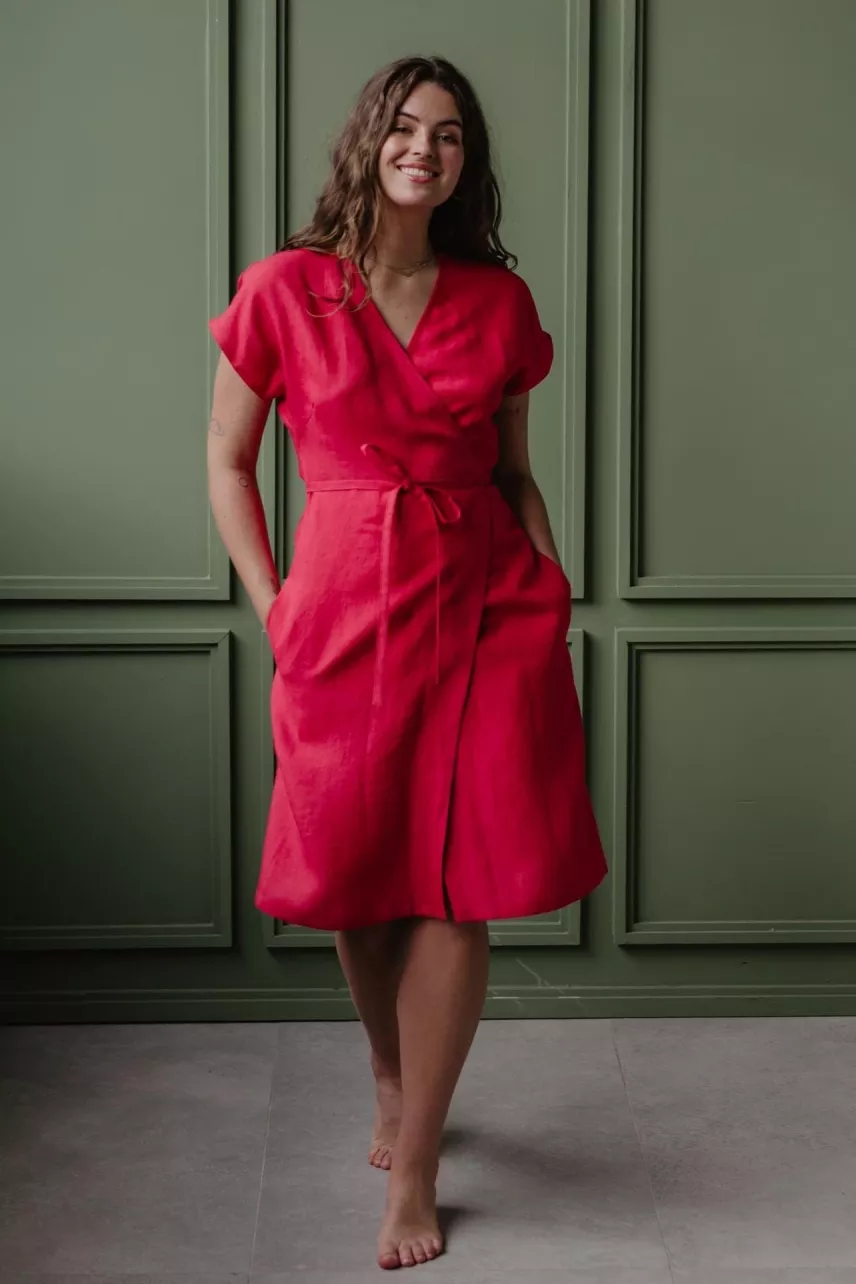 AmourLinen Wrap Dress Olivia Viva Magenta