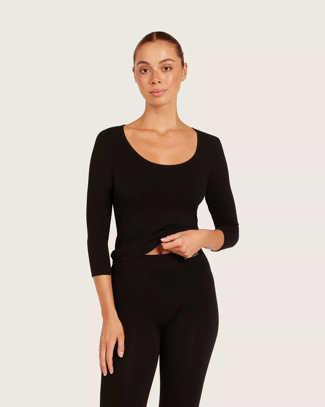Base Layer 3/4 Sleeve Top - Black