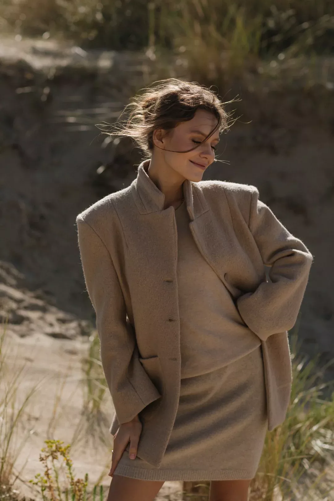 Beige Wool Blazer - MAXIME