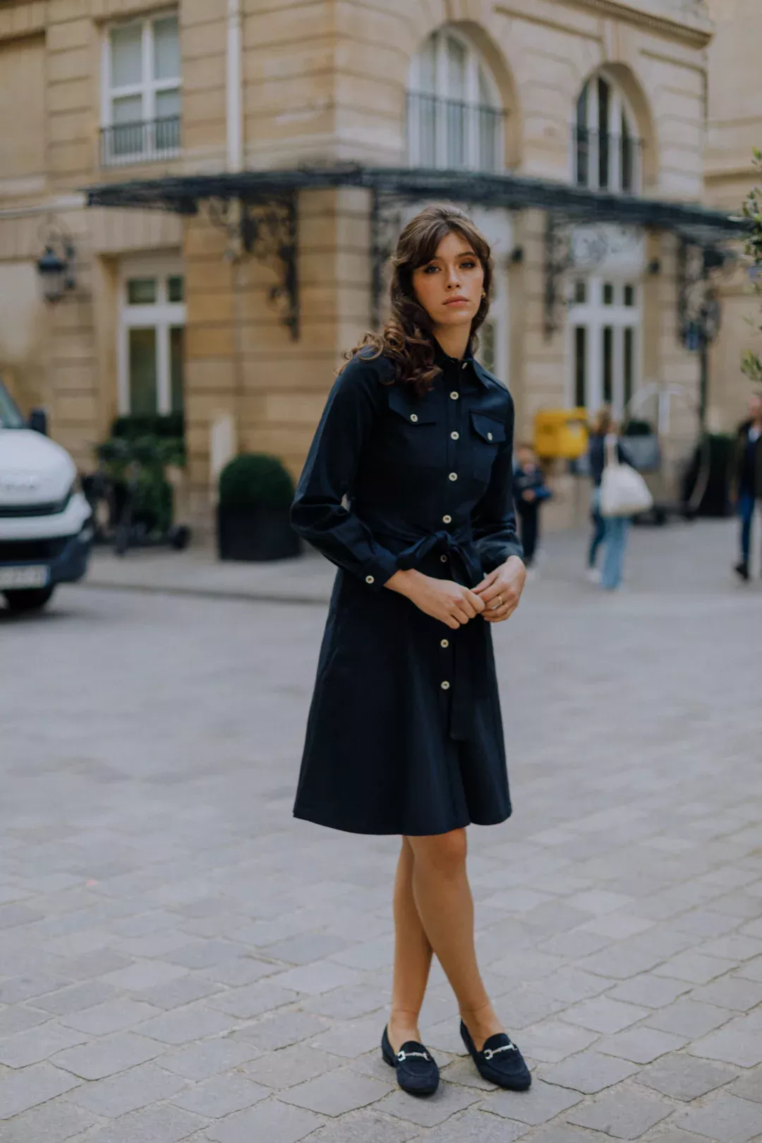 Belted Flared Dress - ANNE