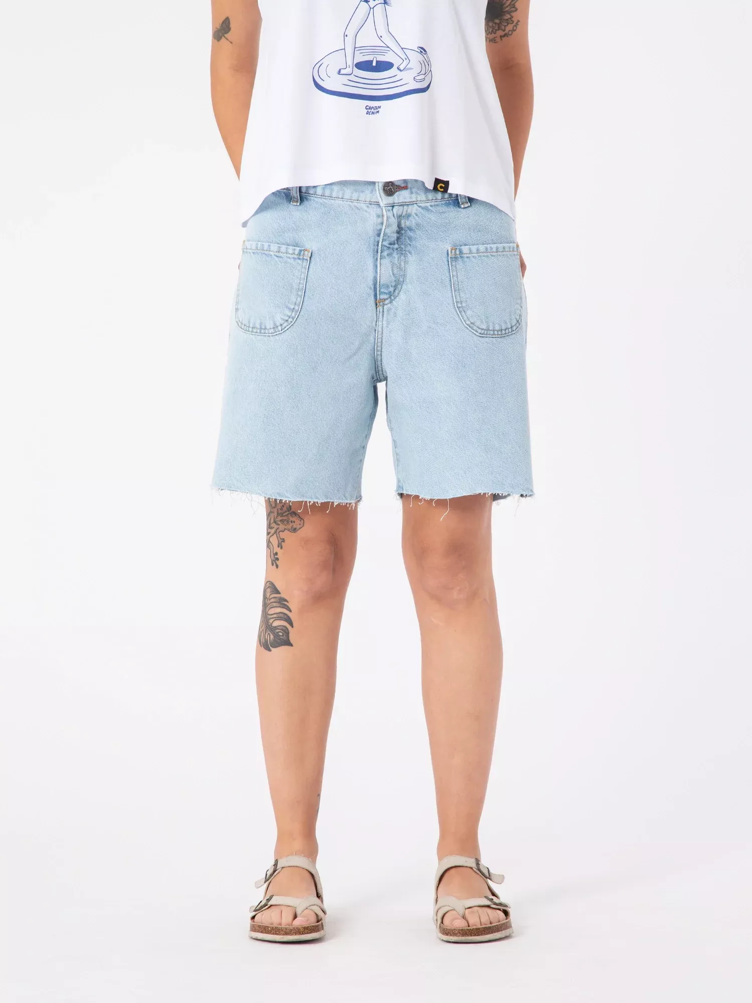 Bermudas Vaqueras De Mujer Mazzy Cropped Sunny Blue