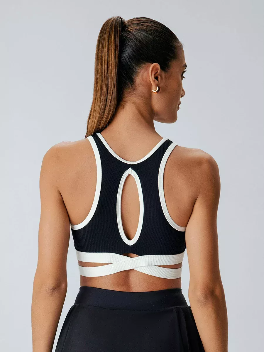 Black Contrast I-back Sports Bra - Medium Support
