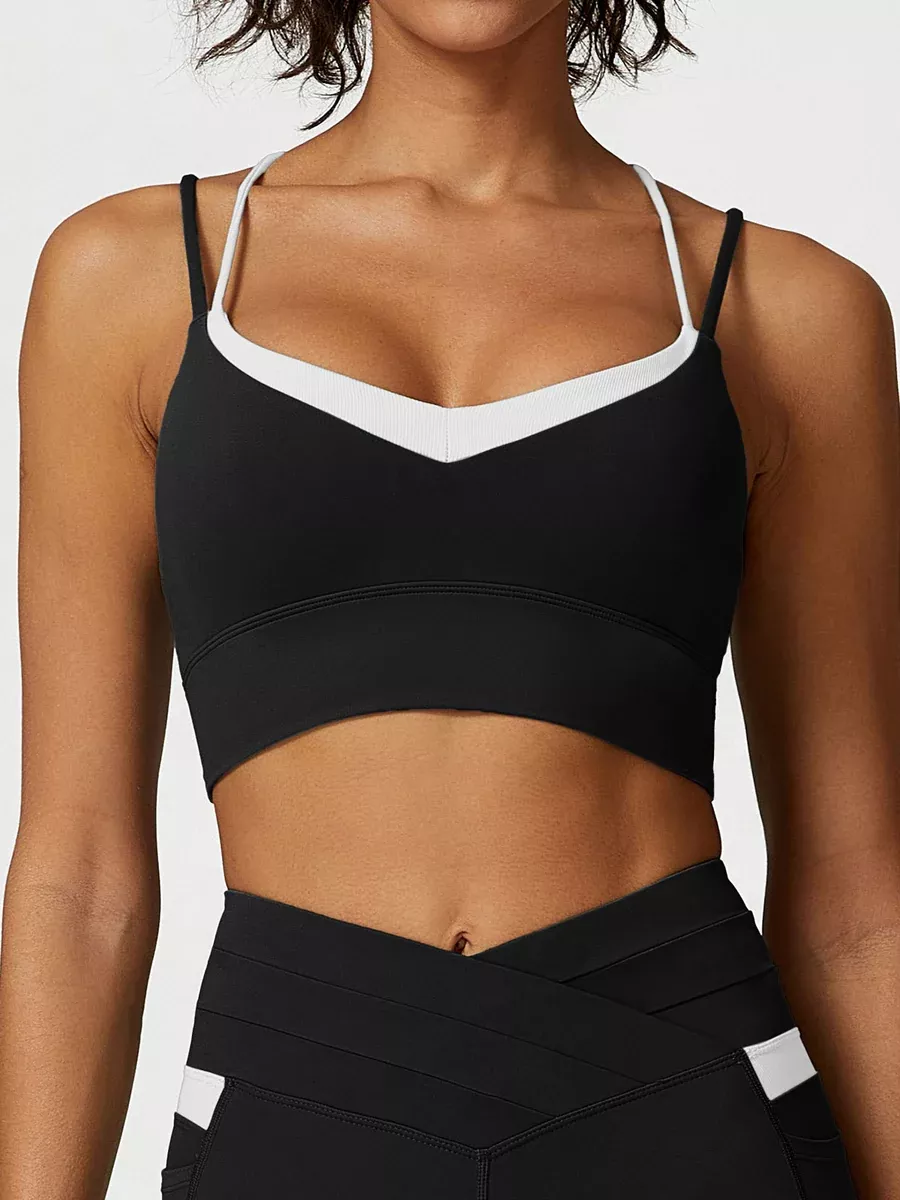 Black Contrast X Cross Sports Bra - Light Support