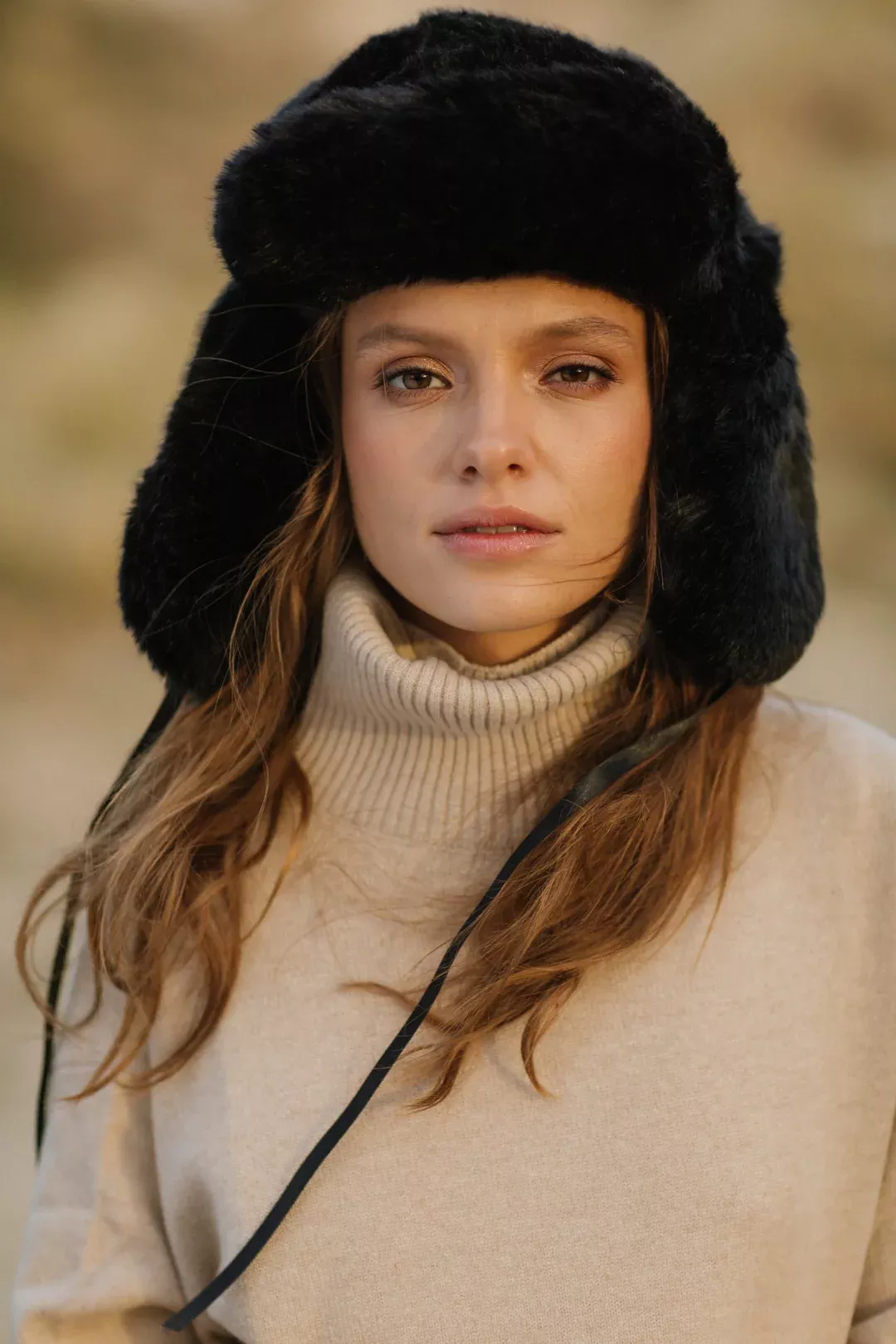 Black Faux Fur Chapka- RAPHAEL