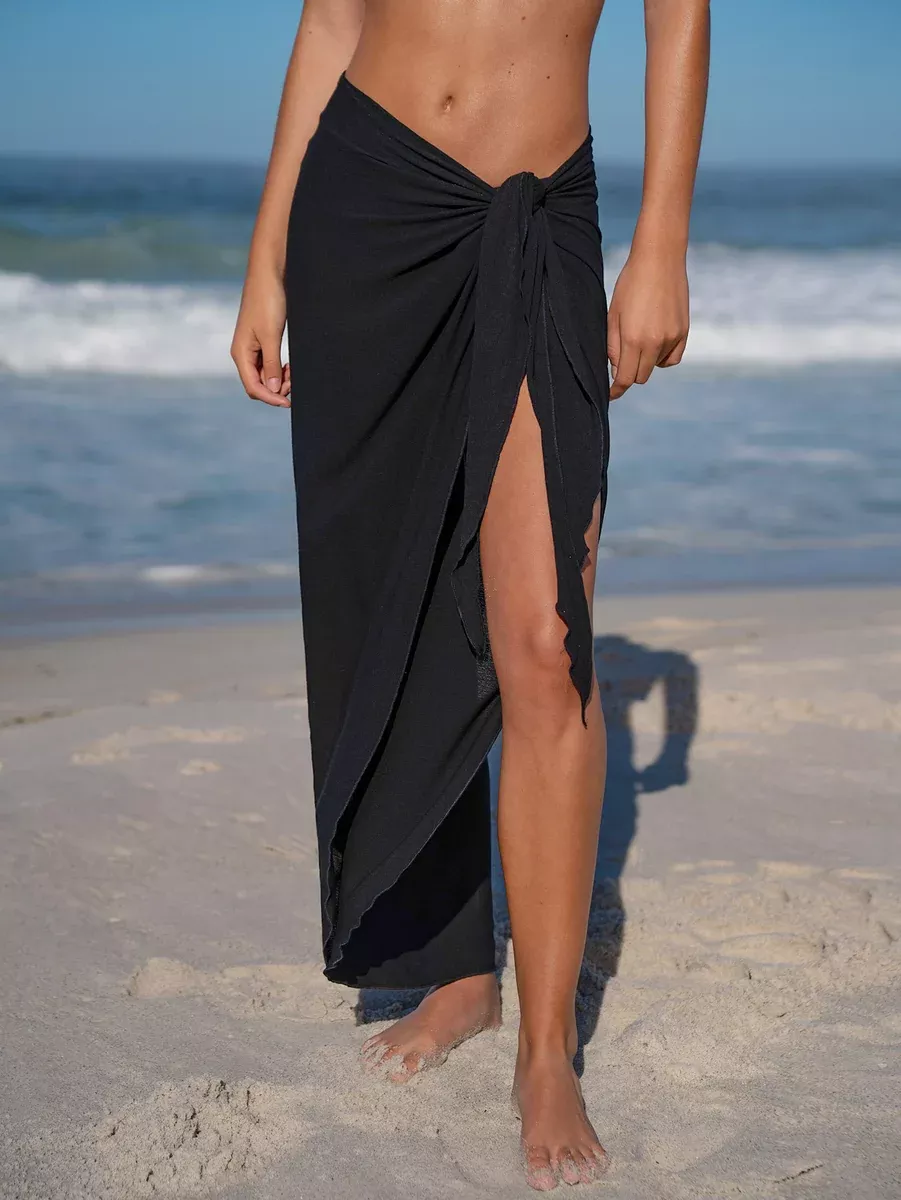 Black Wrap Cover-Up Maxi Skirt