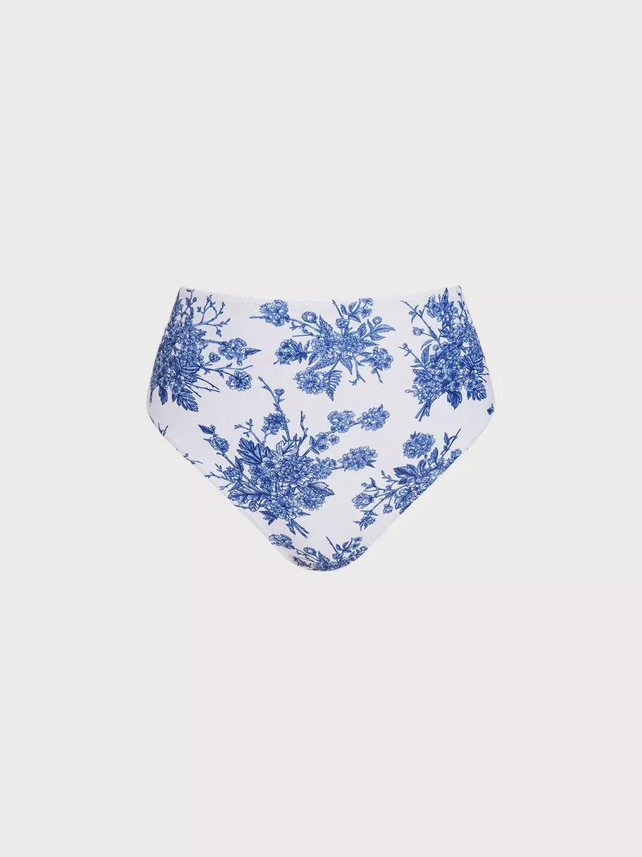 Blue Floral Full Coverage Surf Bottom