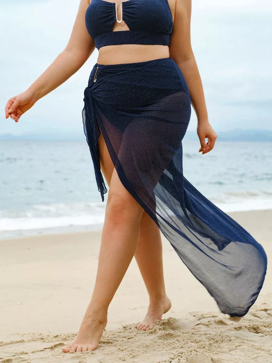 Blue Glitter Plus Size Cover-up