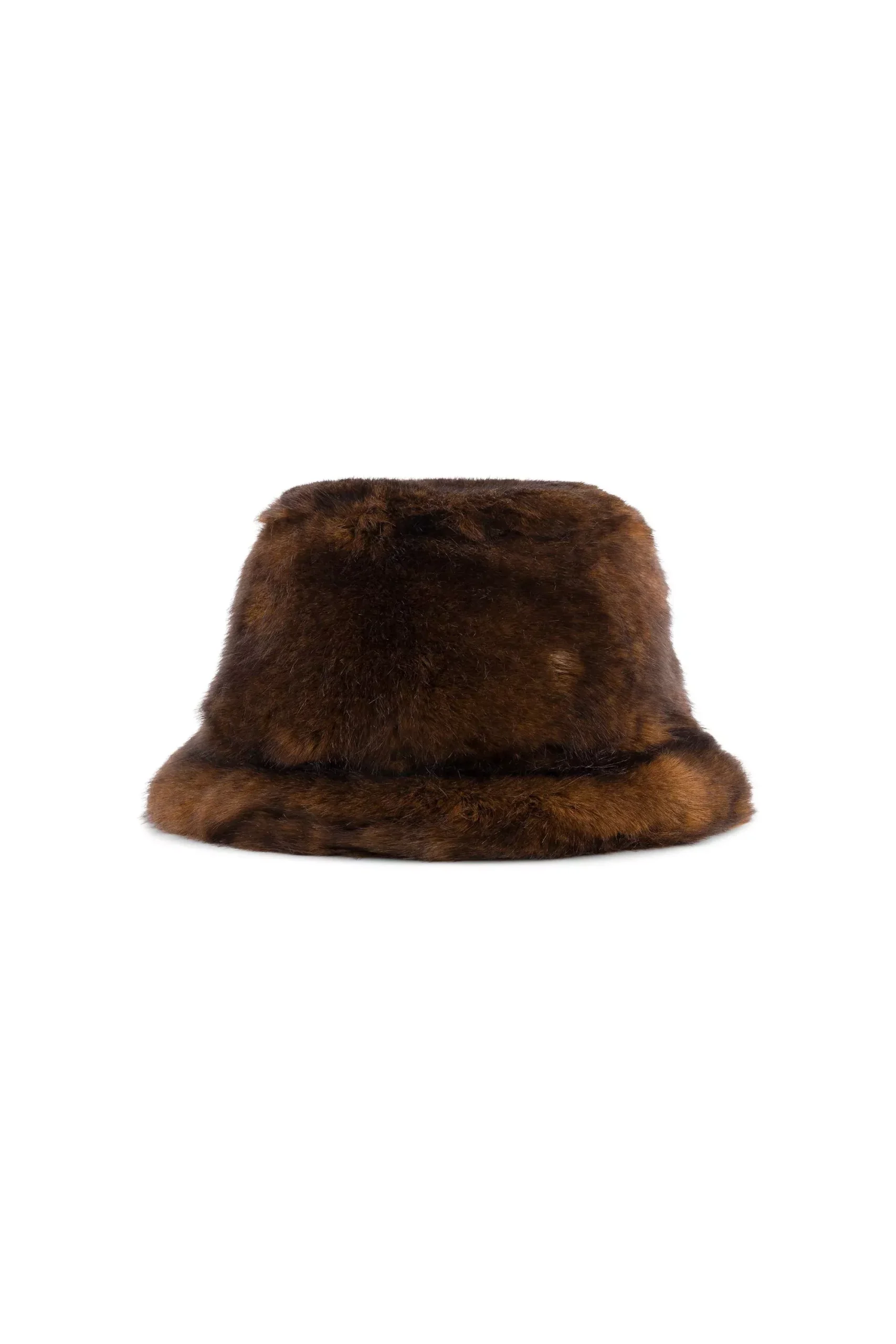 Brown Faux Fur Bucket Hat - CLAUDE