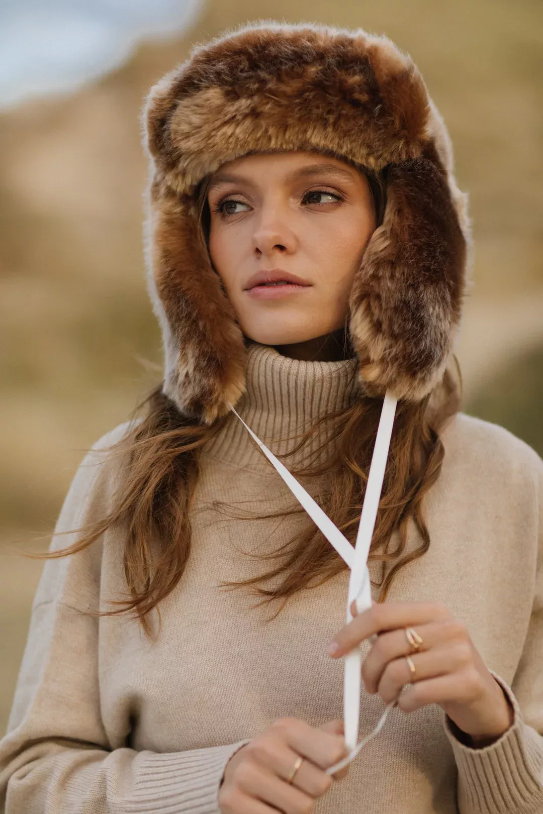 Brown Faux Fur Chapka - RAPHAEL
