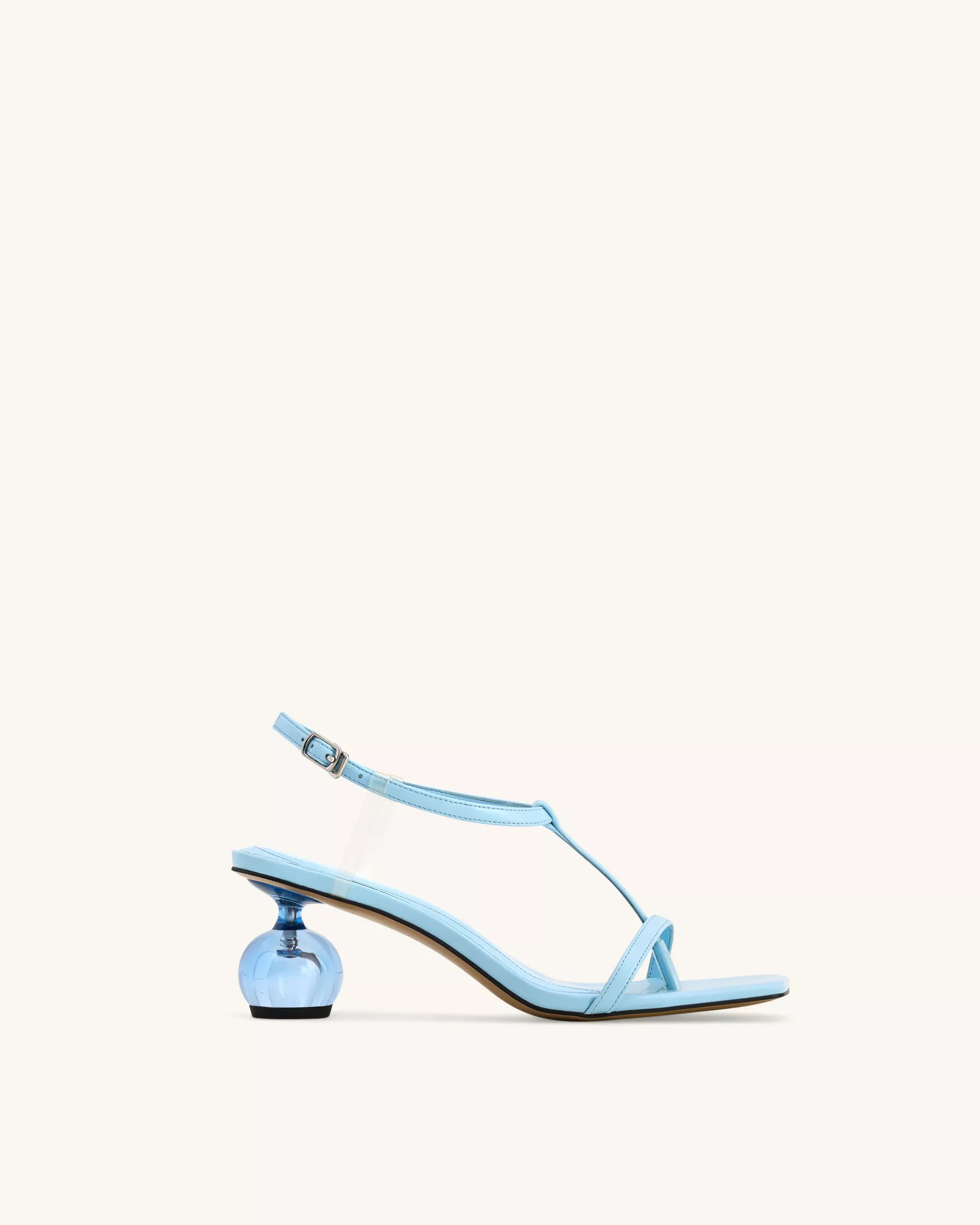 Charlotte Strappy Heels with Spherical Heel - Sky Blue
