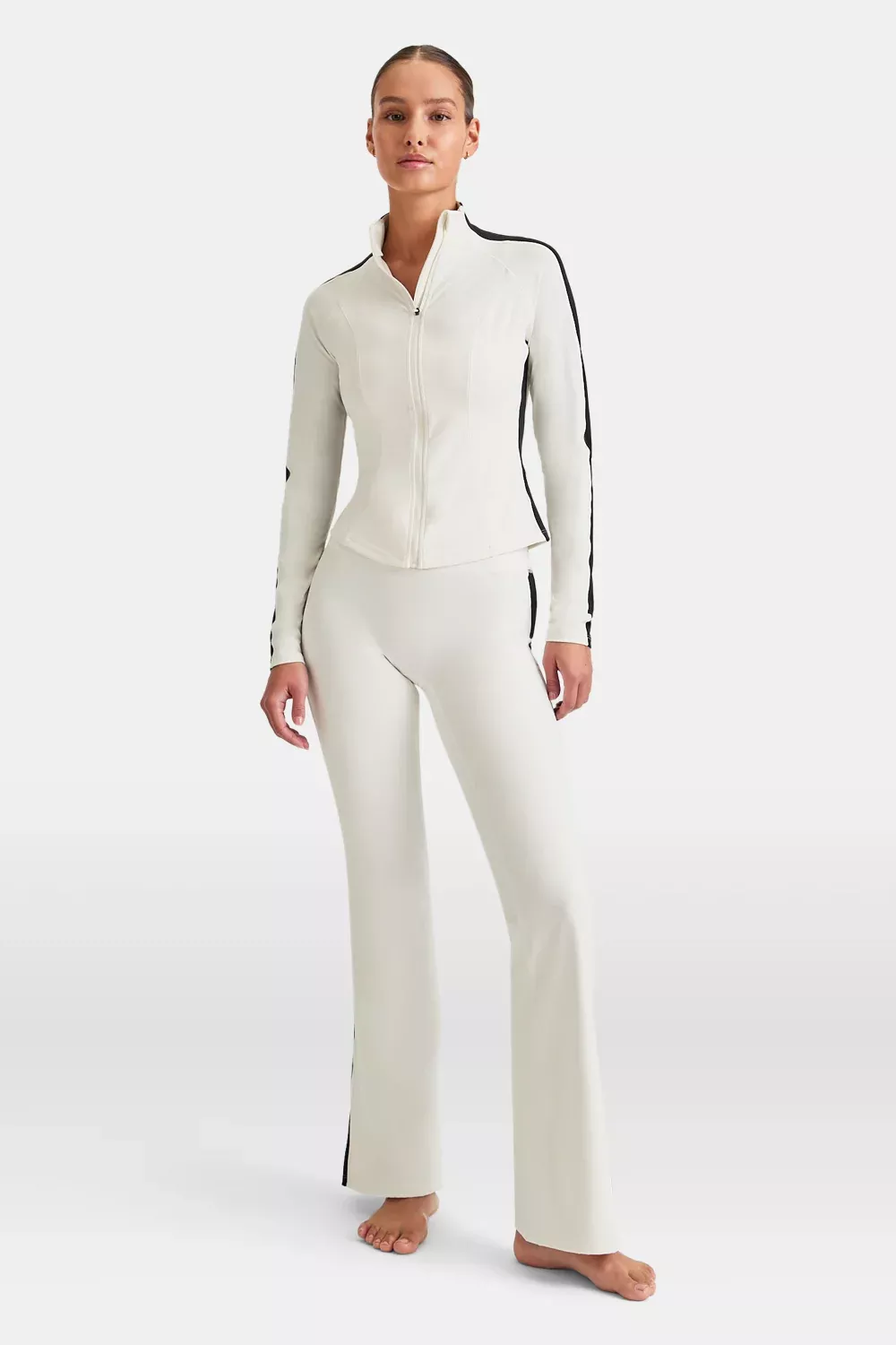 DayFlex Contrast Stripe Zip Through Jacket - Ivory And Shadow Black