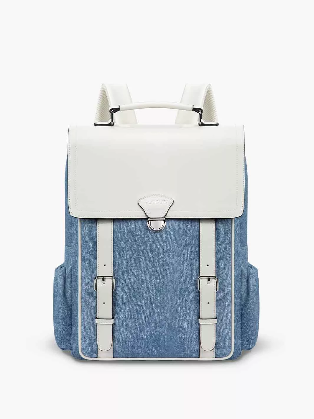 Denim-Inspired PU Fabric 15.6-Inch Backpack