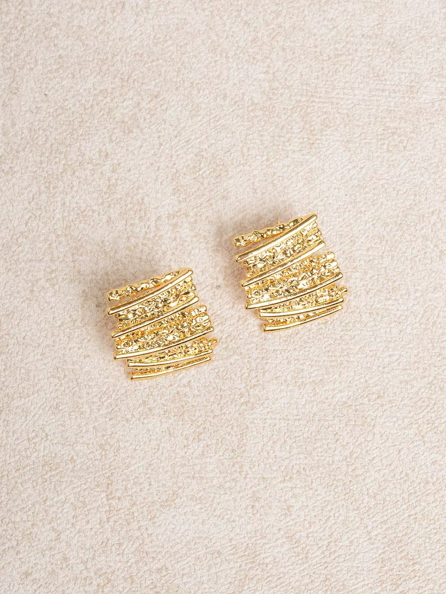 Gold Retro Stacked Stud Earrings