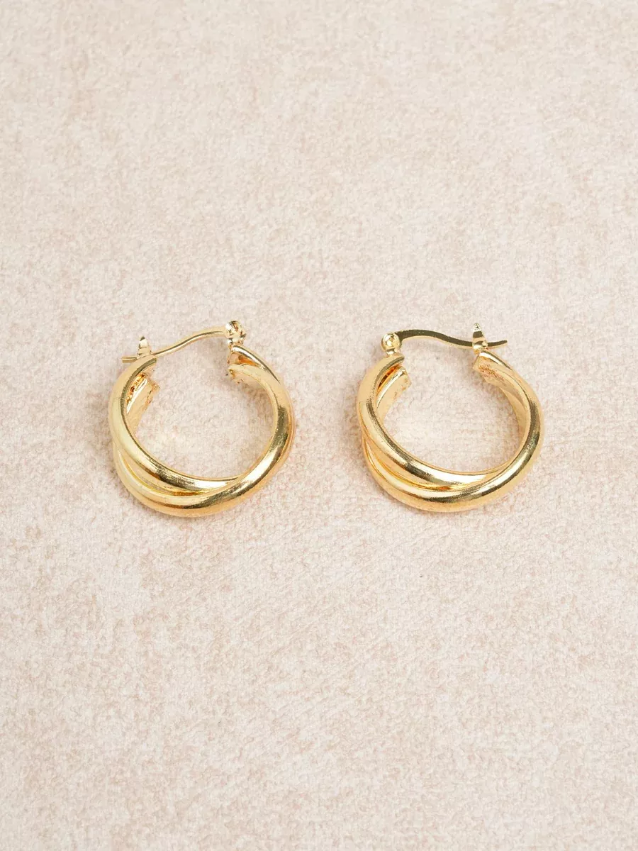 Gold Twisted Double Hoop Earrings