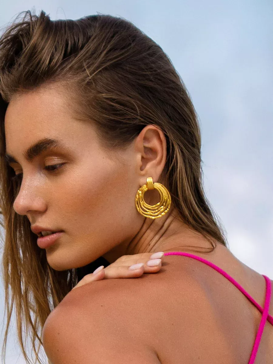 Golden Twisted Loop Earrings