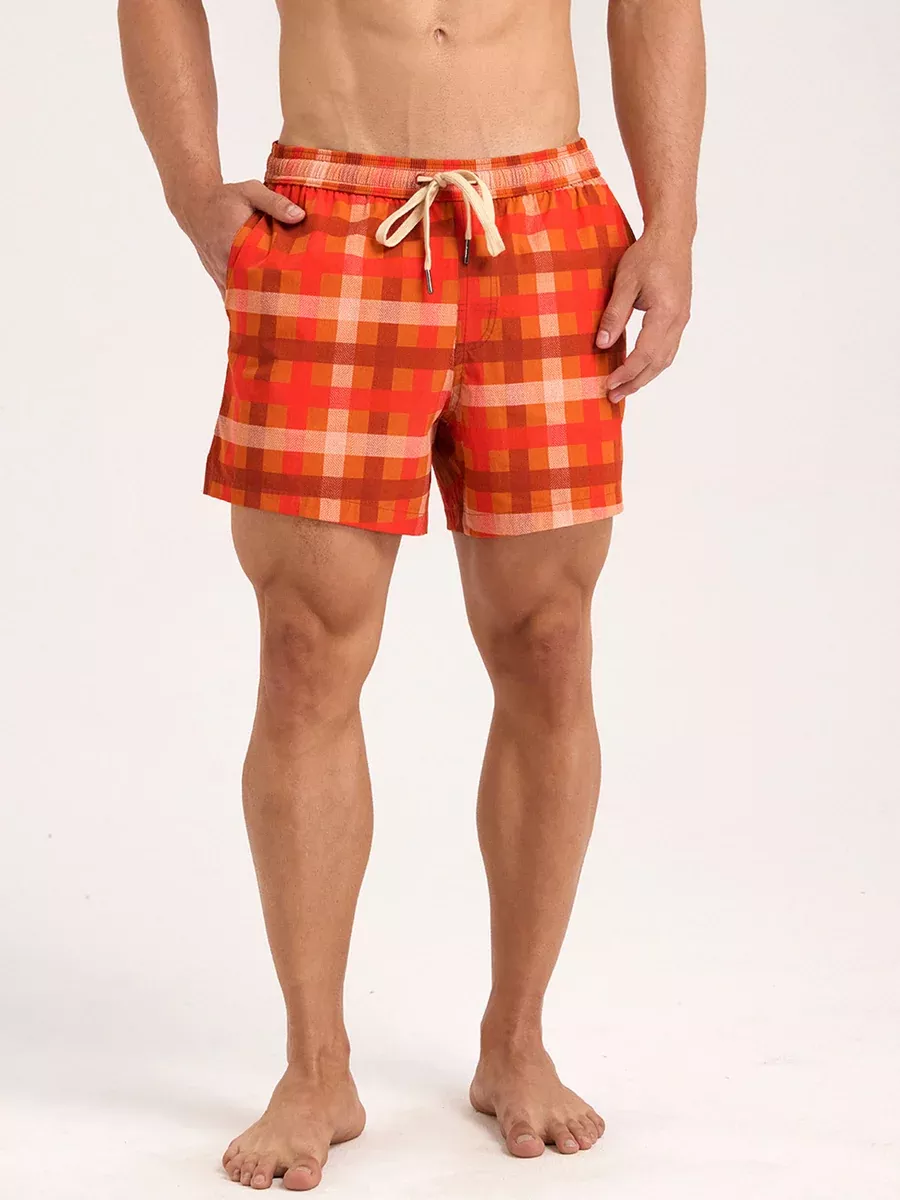 Hapnix - Men's Orange 5" Swim Trunks