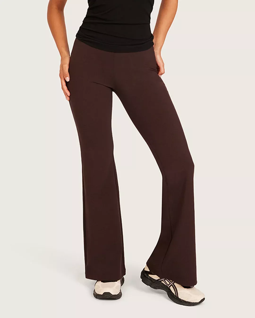 High Waist Flare Pants - Short - Carob