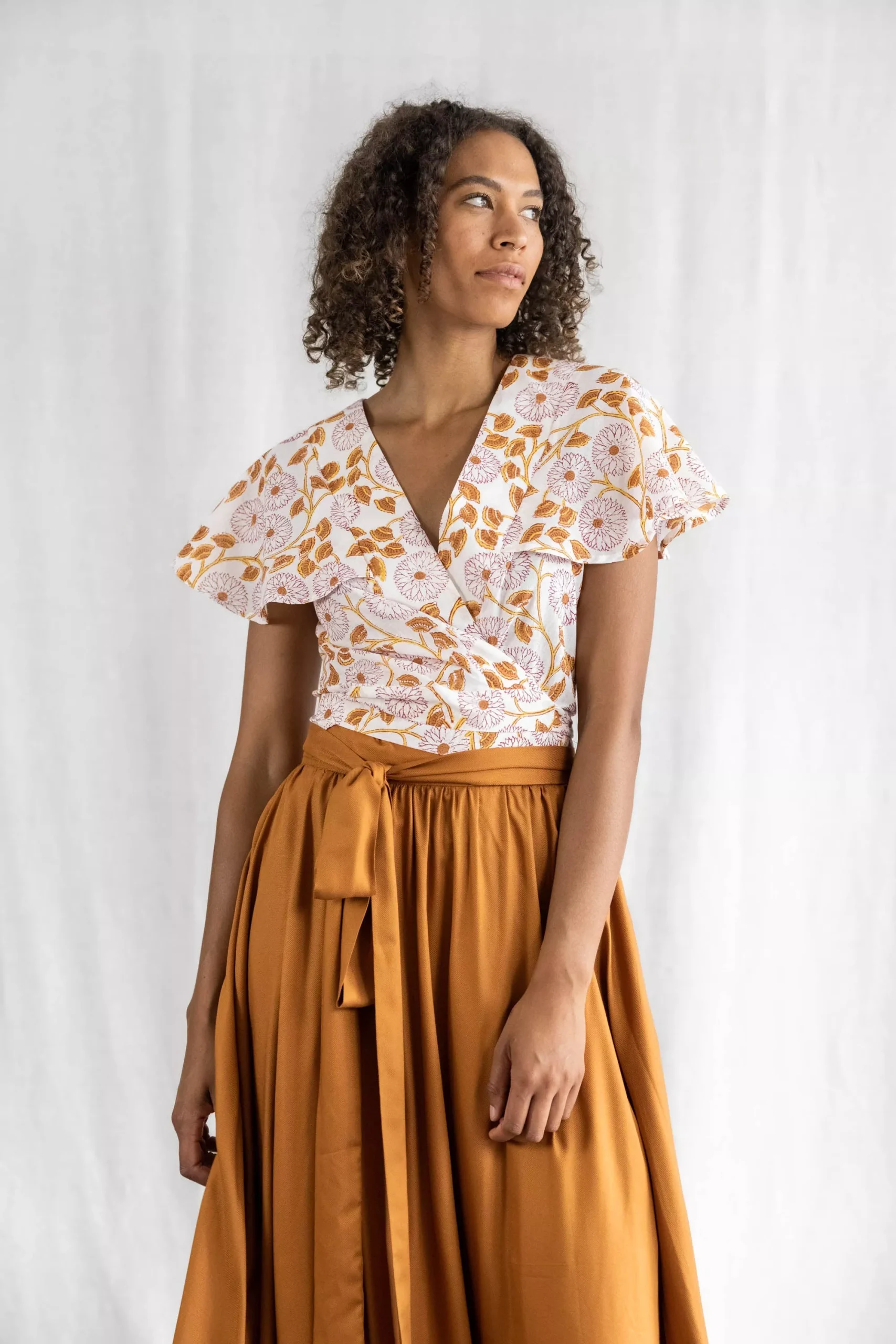 Jyoti - Fair Works Wrap Blouse Neeraj Blockprint Flowers