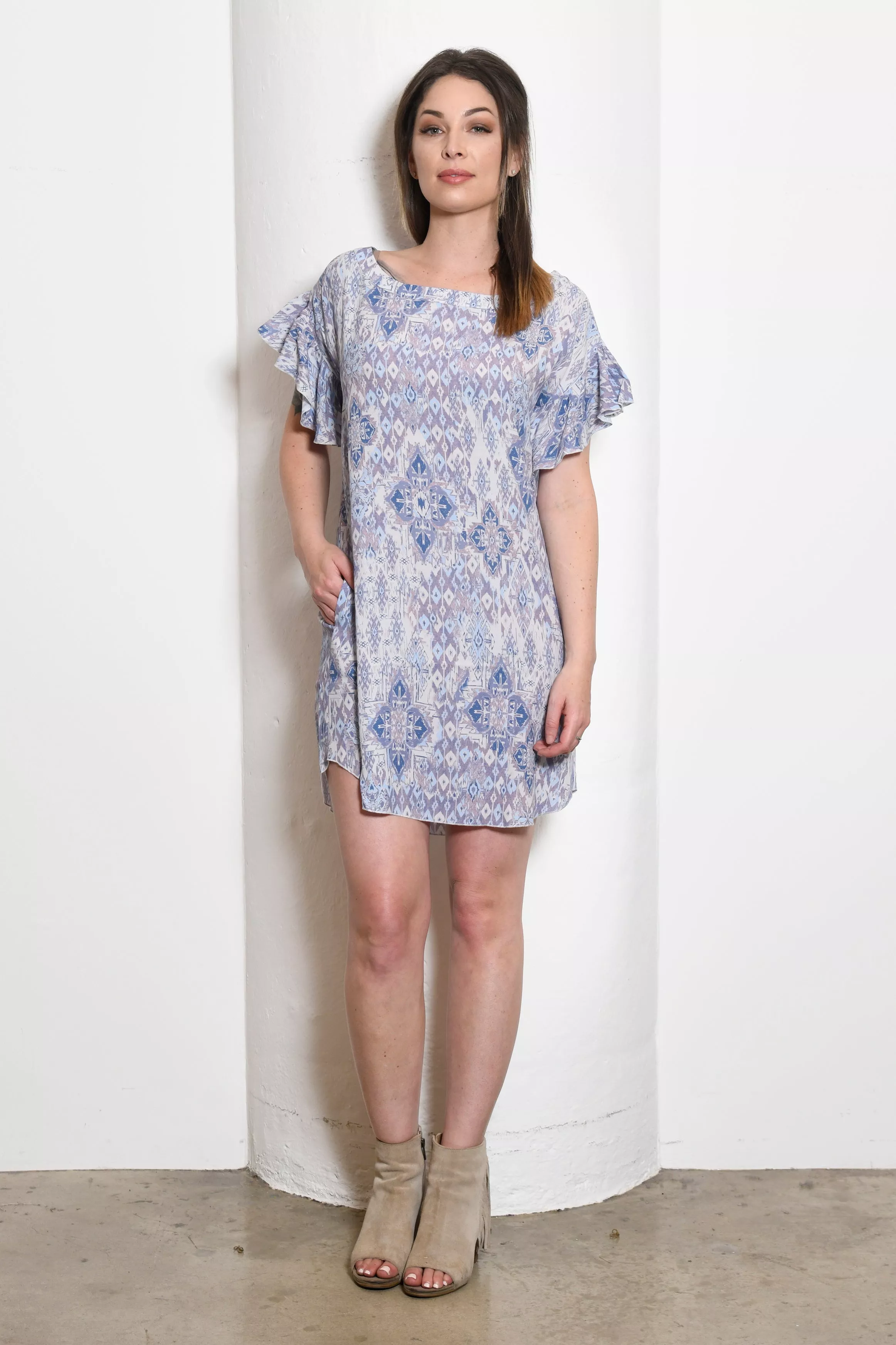 KINDOM Dress Cheryl Ballet Neck Blue