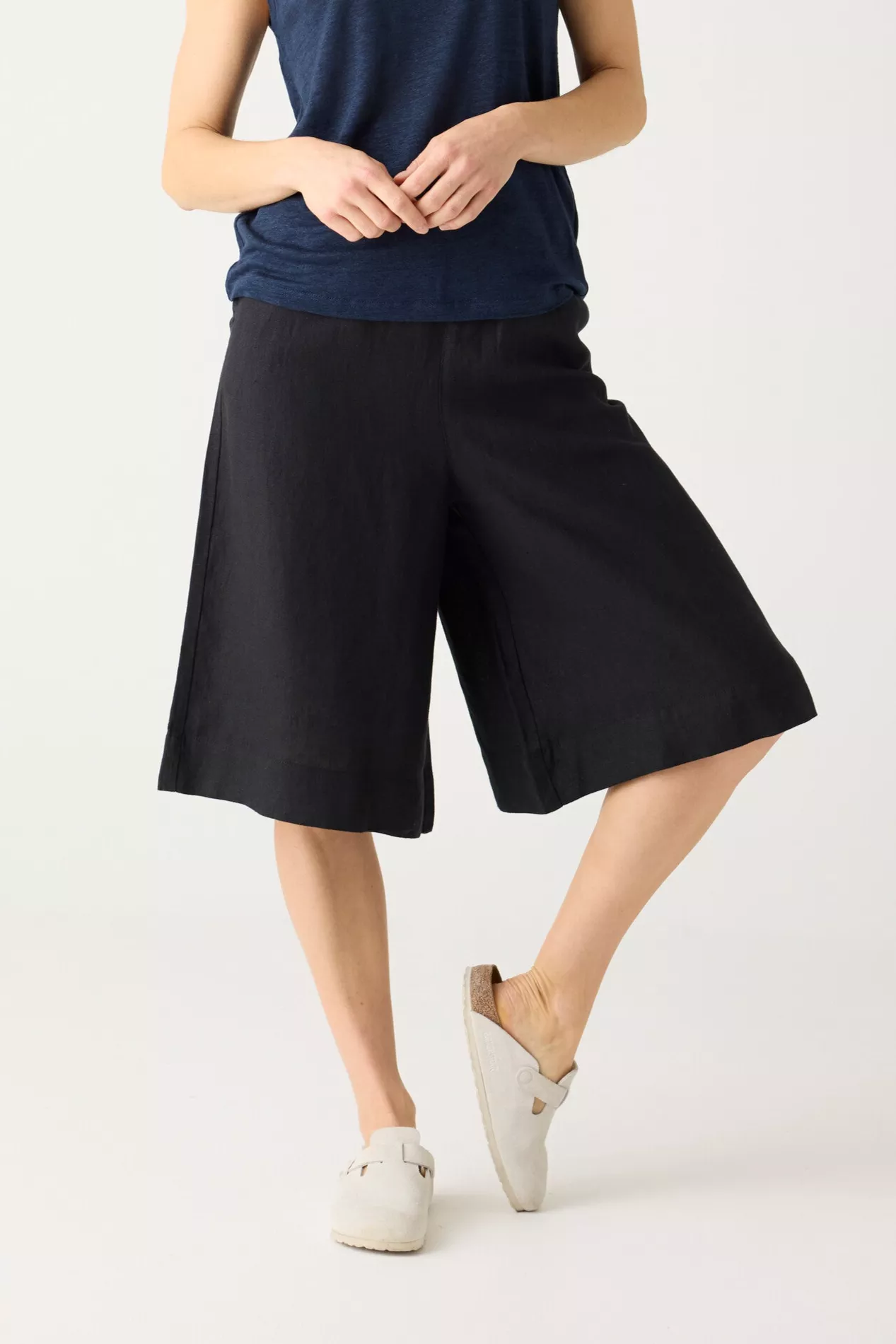 KnowledgeCotton Apparel Culotte Shorts Eve Wide Black Jet