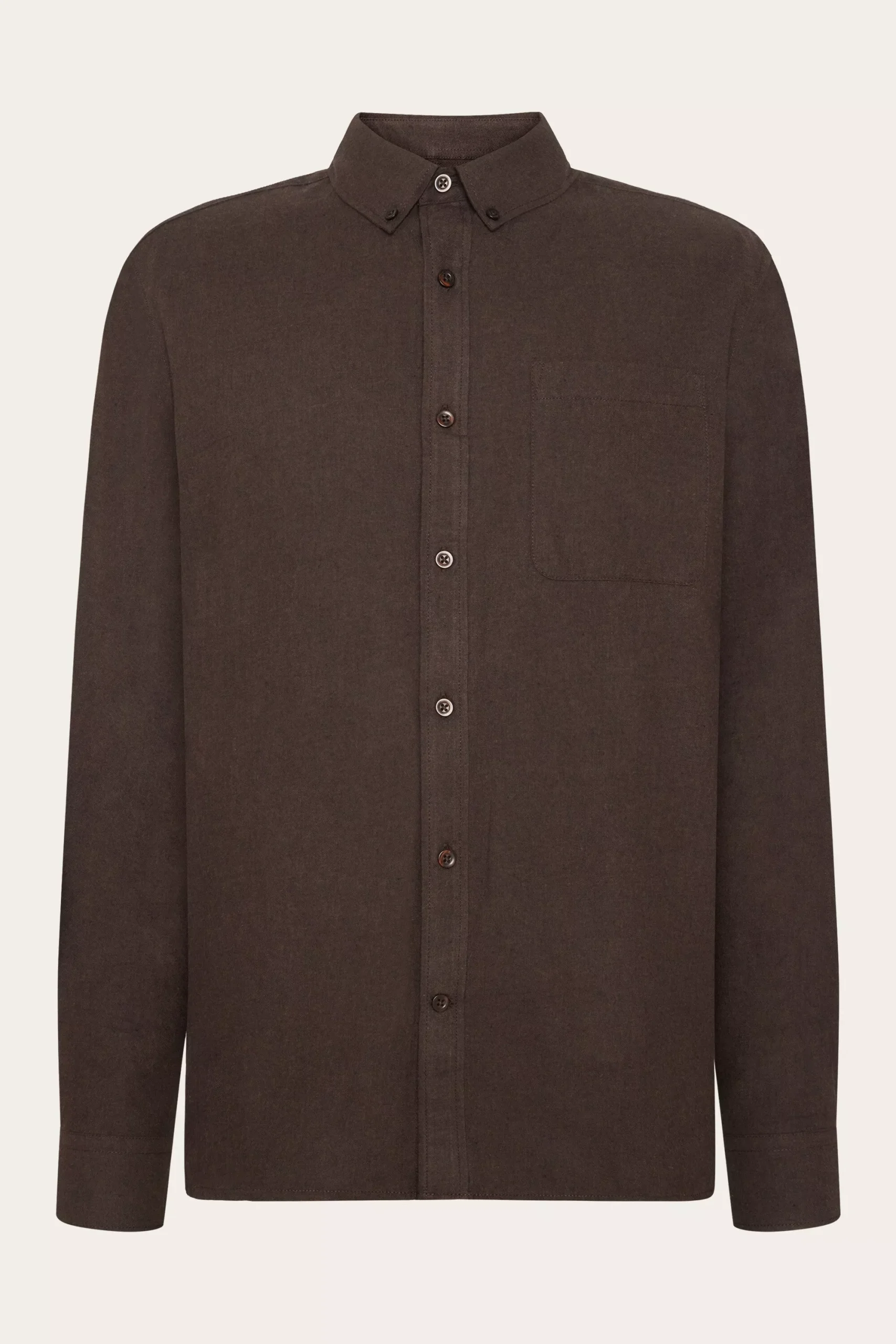 KnowledgeCotton Apparel Shirt Flannel Regular Melange Chocolate Torte