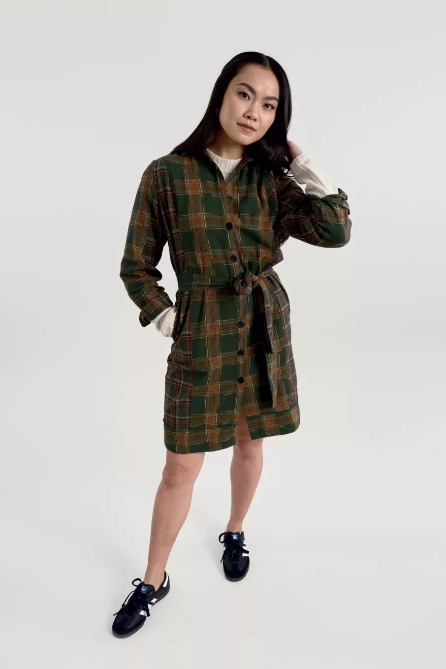 KOMODO Dress Flannel Patchwork Ruby Green