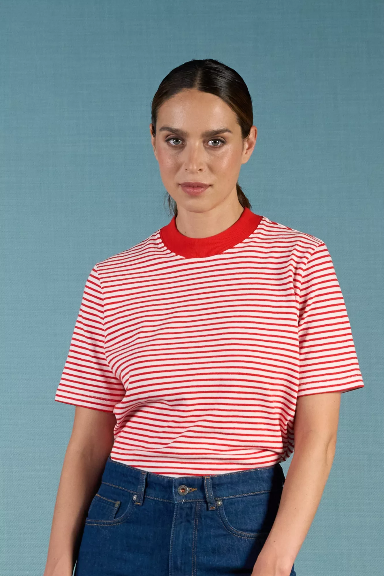 Kuyichi T-Shirt Jill Popping Red Striped