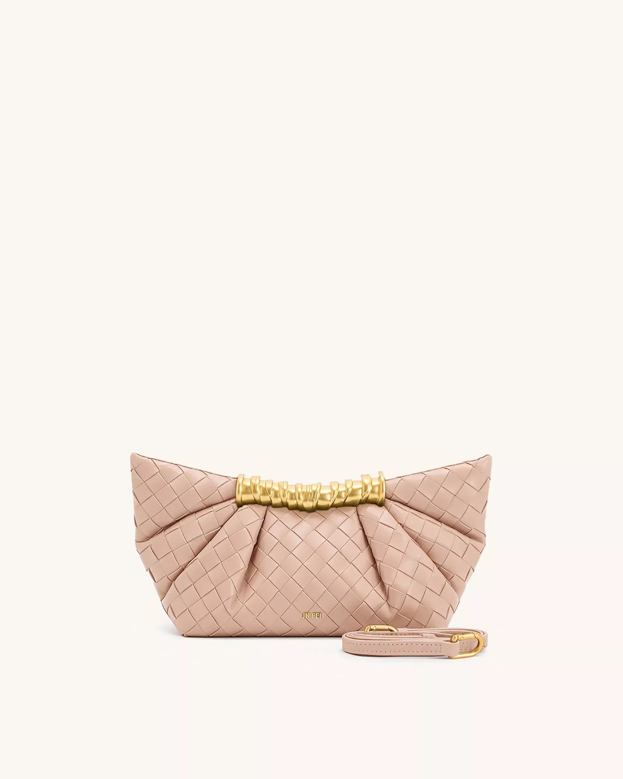 Leia Weave Texture Pleated Clutch - Pink