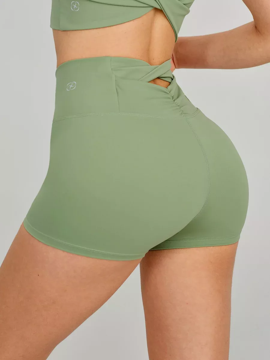 Light Green Cut Out Shorts 3"