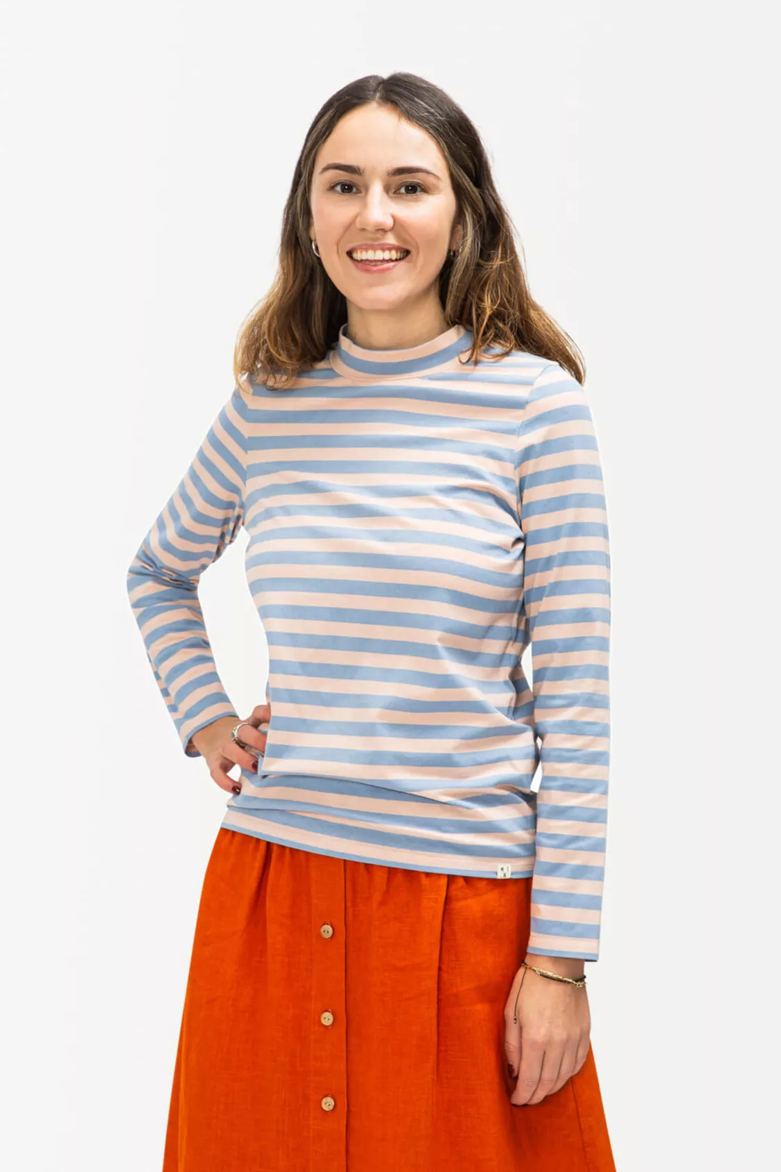MATONA Collared Long Sleeve Rose Pink & Blue
