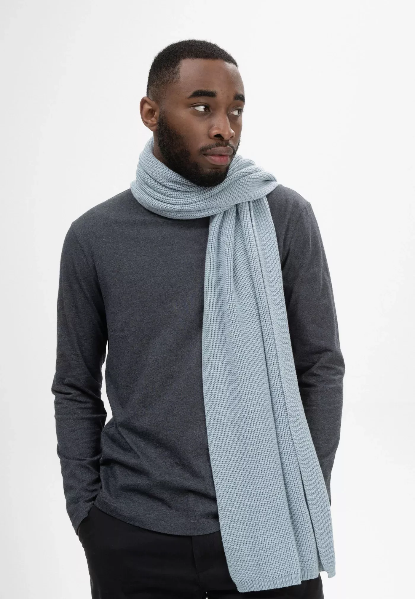 MELA Knit Scarf Rib Nagna Cloudy Blue