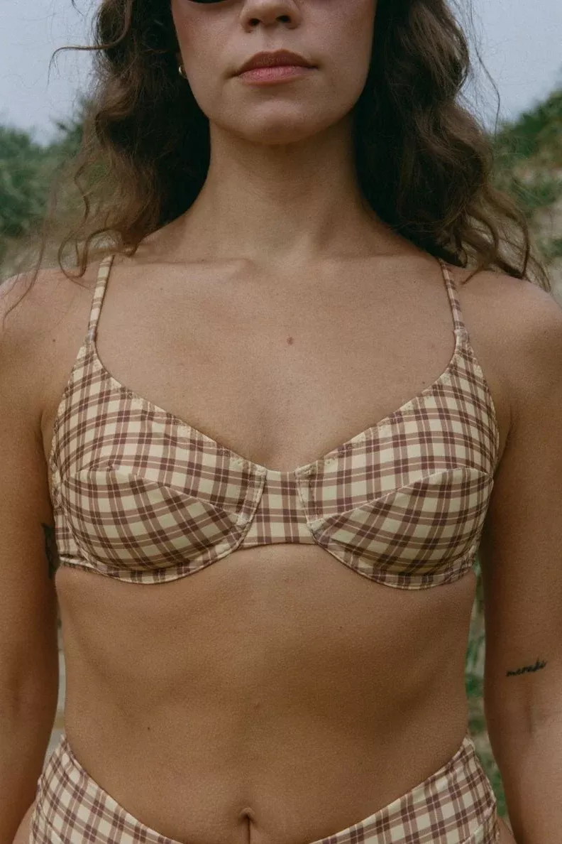 Nénés Bikini Top Mona Yellow Checkered