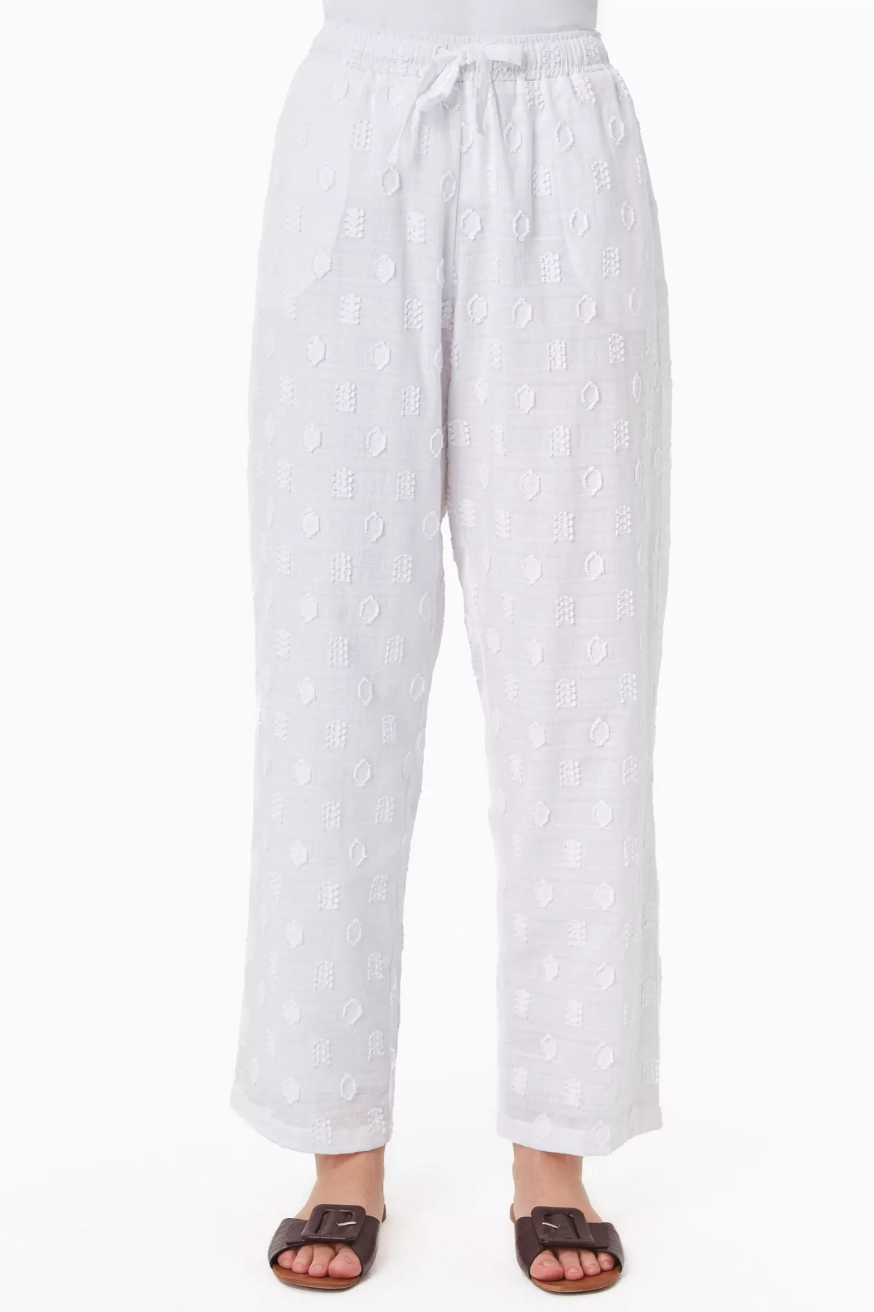 ORGANICATION Pants Jacquard White