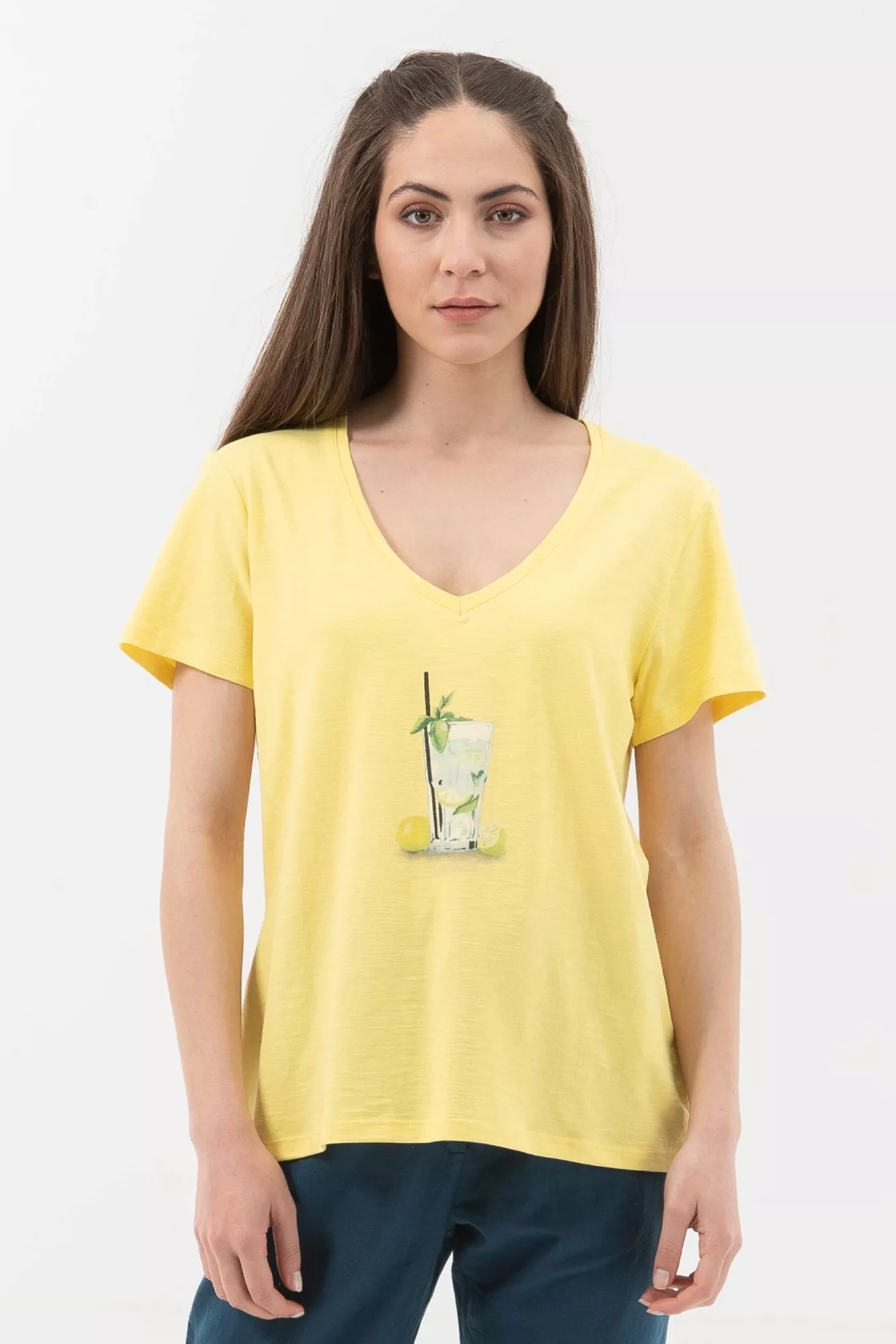ORGANICATION T-Shirt V Neck Yellow