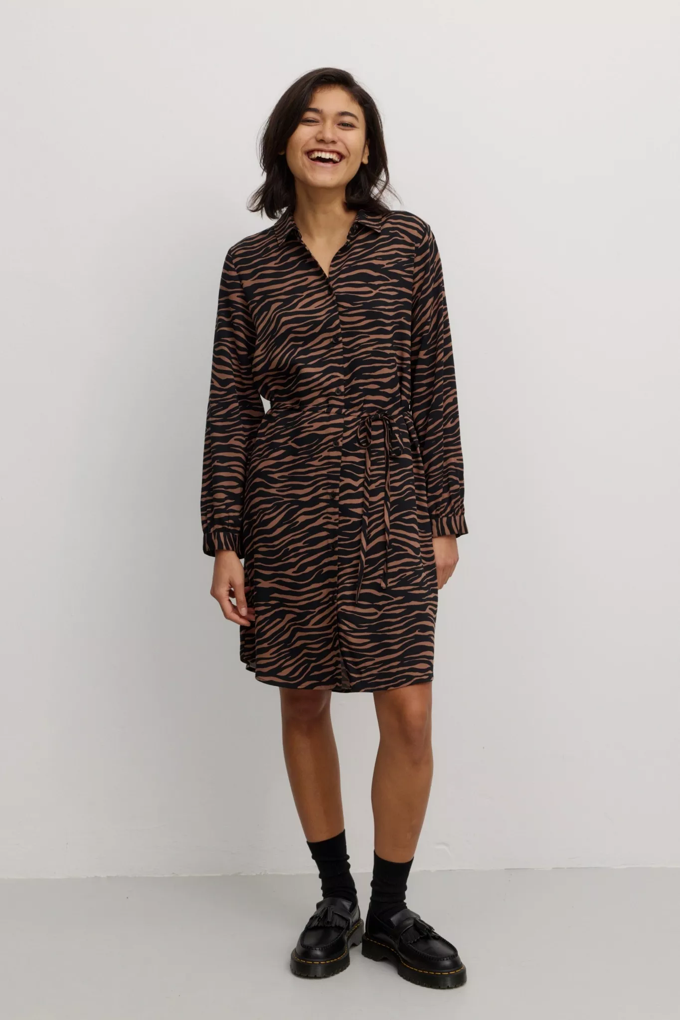Recolution Dress Melon Zebra Cognac Brown