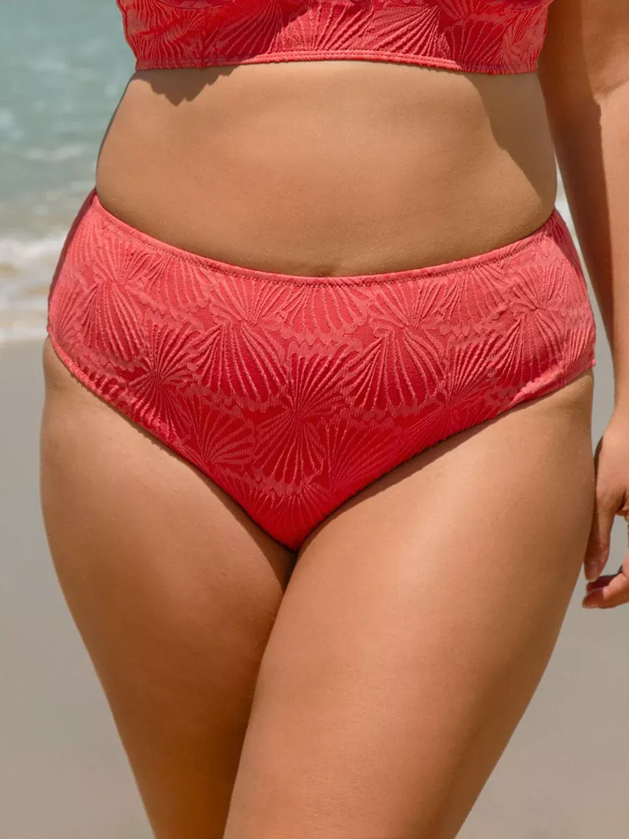 Red Jacquard Plus Size Bikini Bottom