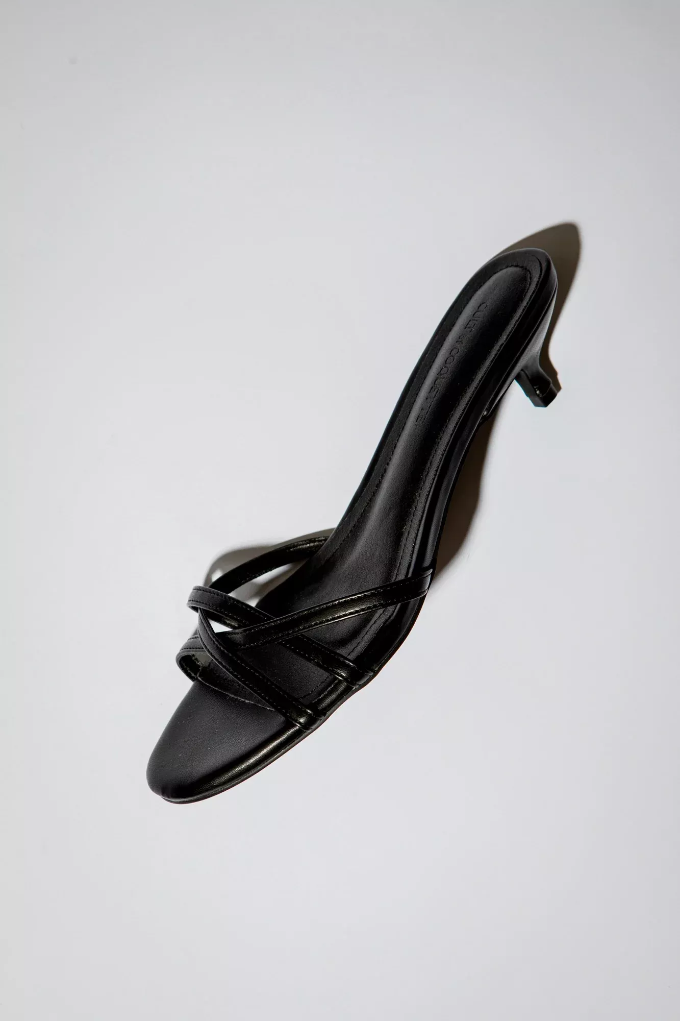 Romy Black Strappy Kitten Mules 40 mm