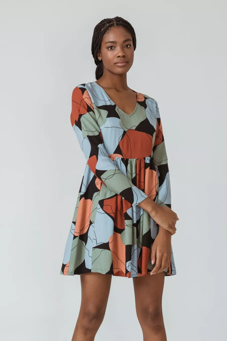 SKFK Dress Iraida Multicolored Light Blue/Brown