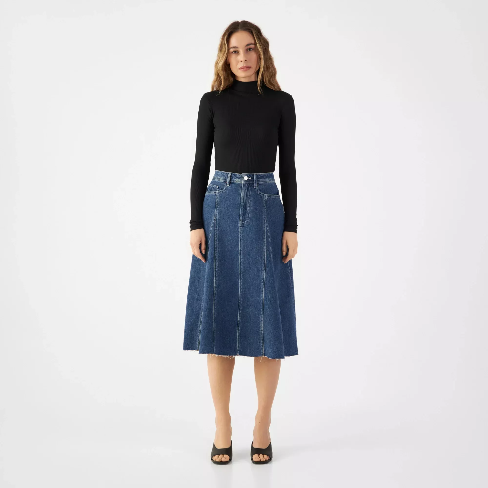 SOL Skirt Minimal Stretch - Midi - Vintage Blue
