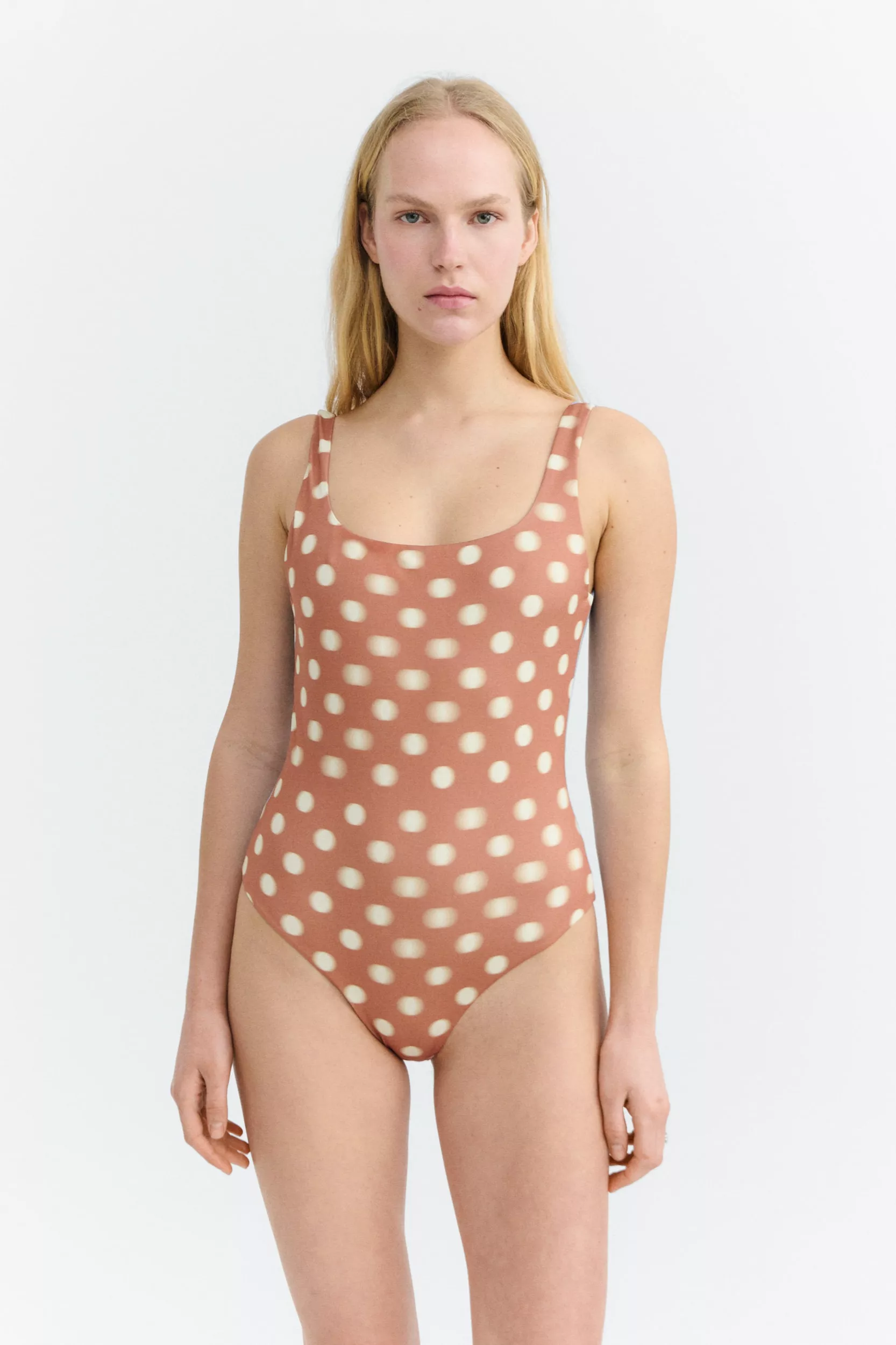 Thinking MU Swimsuit Amalfi Bicolor Polka Dots Brown/ Blue