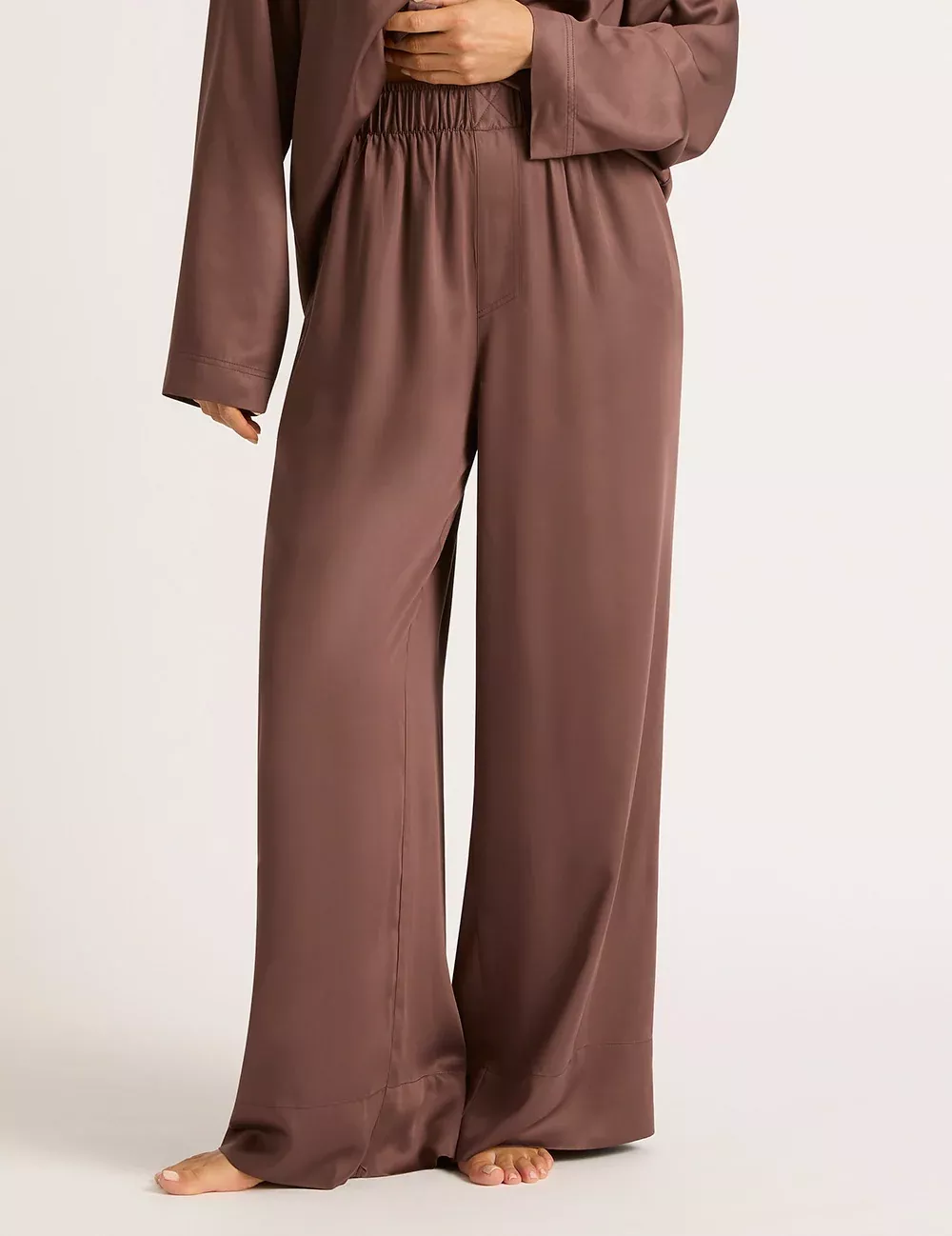 Vegan Silk Wide Leg Pants - Garnet