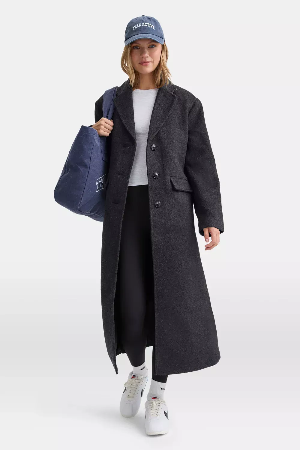 Wool Blend Oversized Overcoat - Charcoal