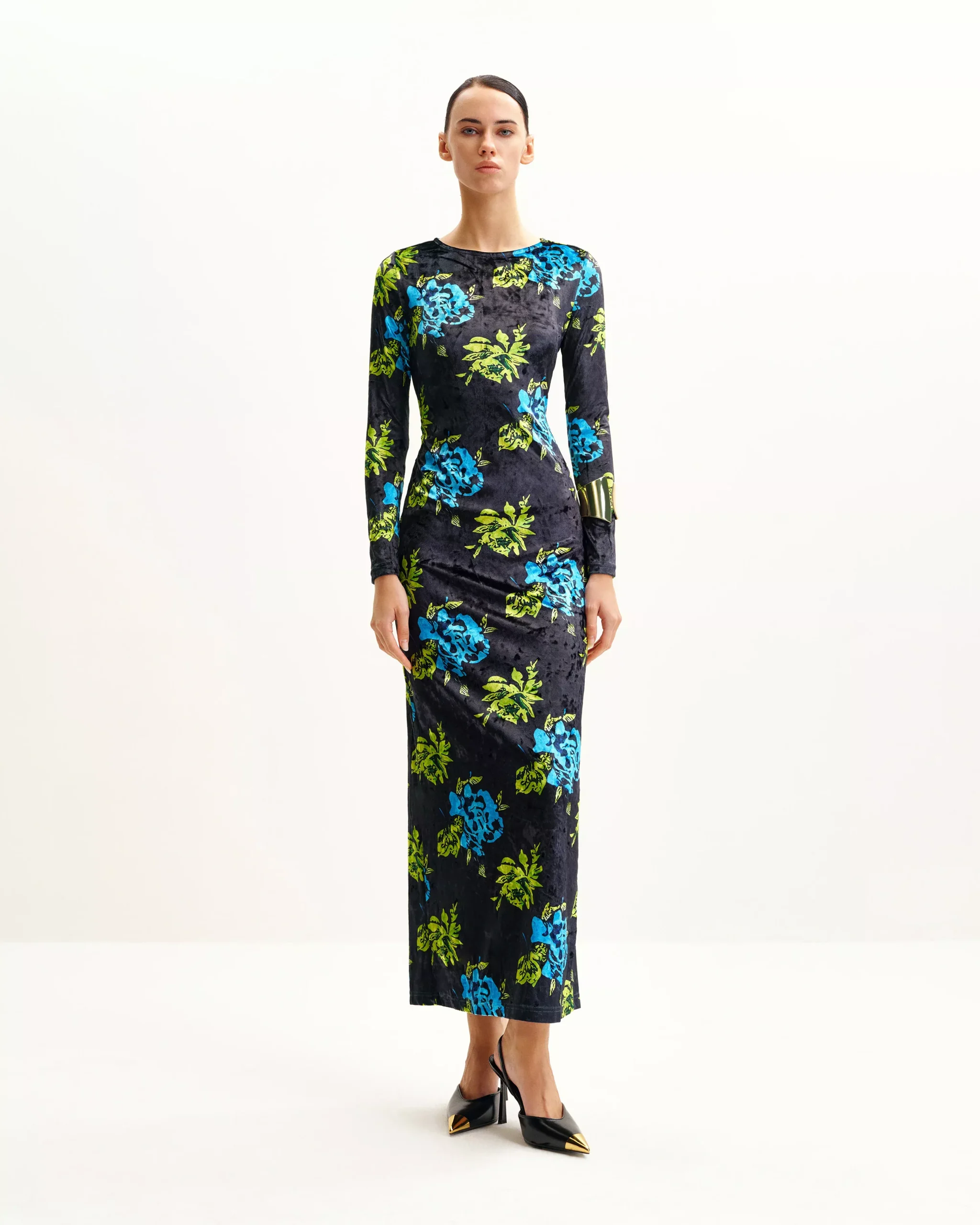 Zoe Vibrant Floral Long Sleeve Gown - Multicolor