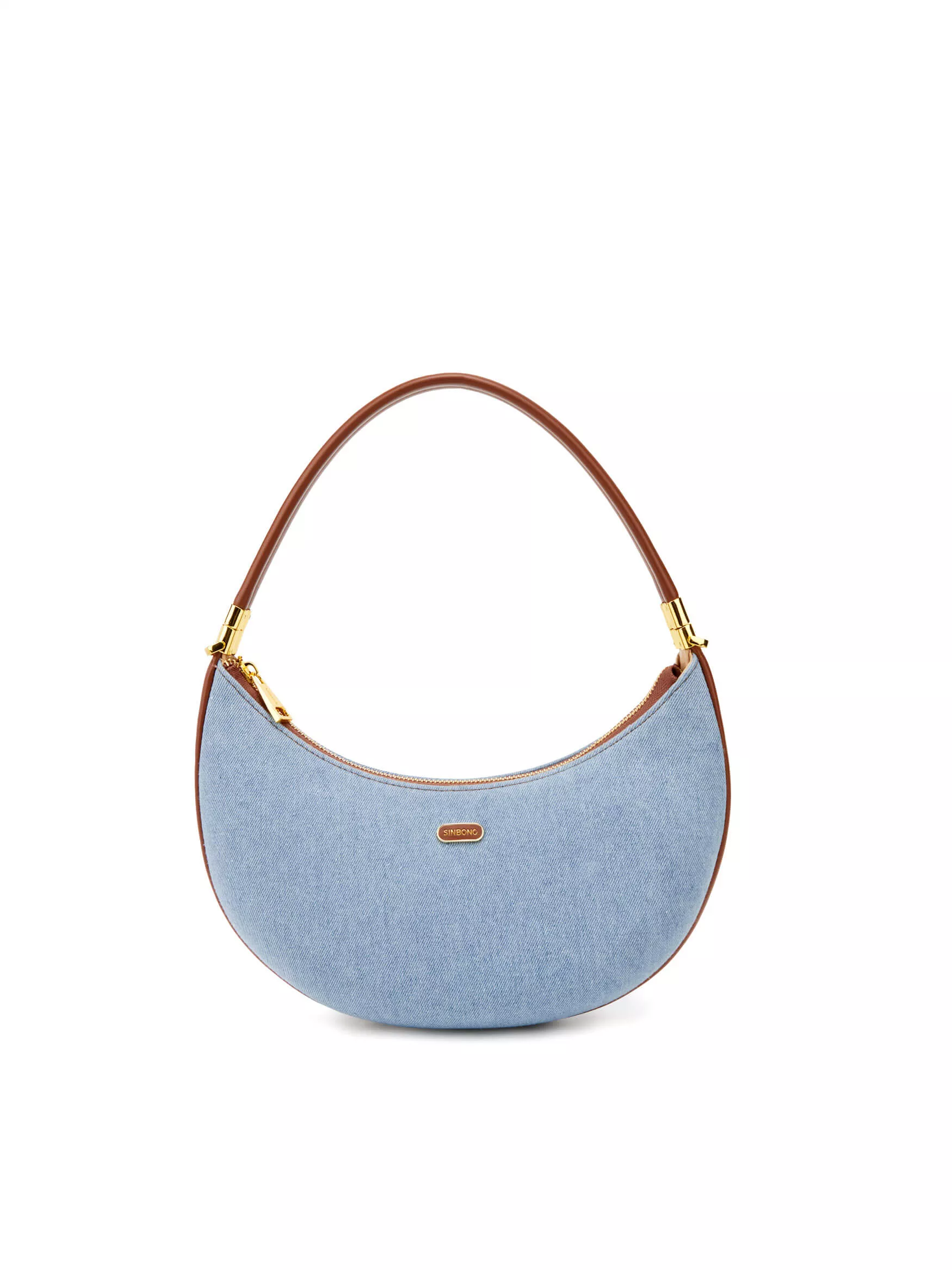 Zoey Shoulder Crossbody Bag - Light blue&Brown