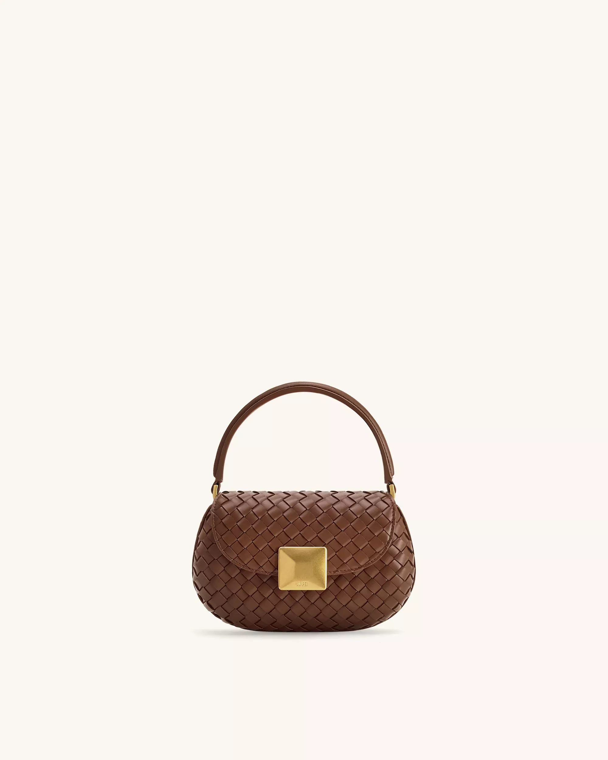Zuri Hand Woven Round Top Handle Bag - Brown